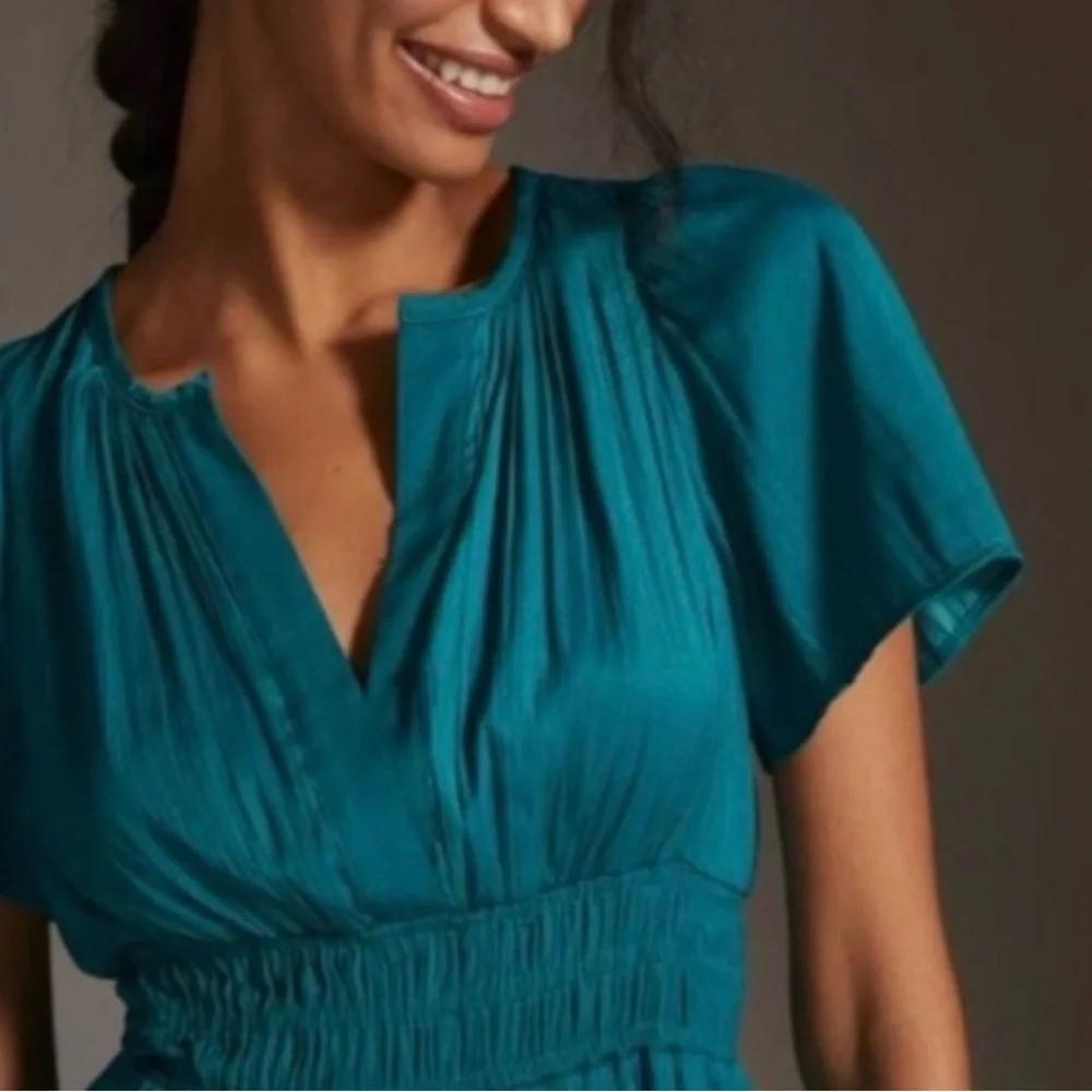 Anthropologie Silky Somerset Maxi Dress in Teal Size Medium - Picture 3 of 9